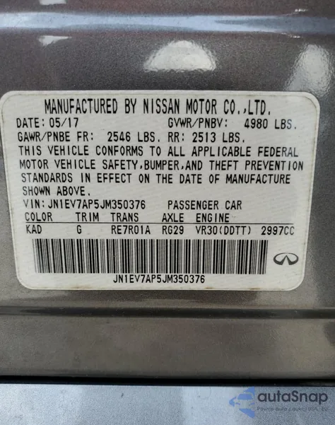 2018 Infiniti Q50 3.0T Luxe from USA, damaged, VIN JN1EV7AP5JM350376